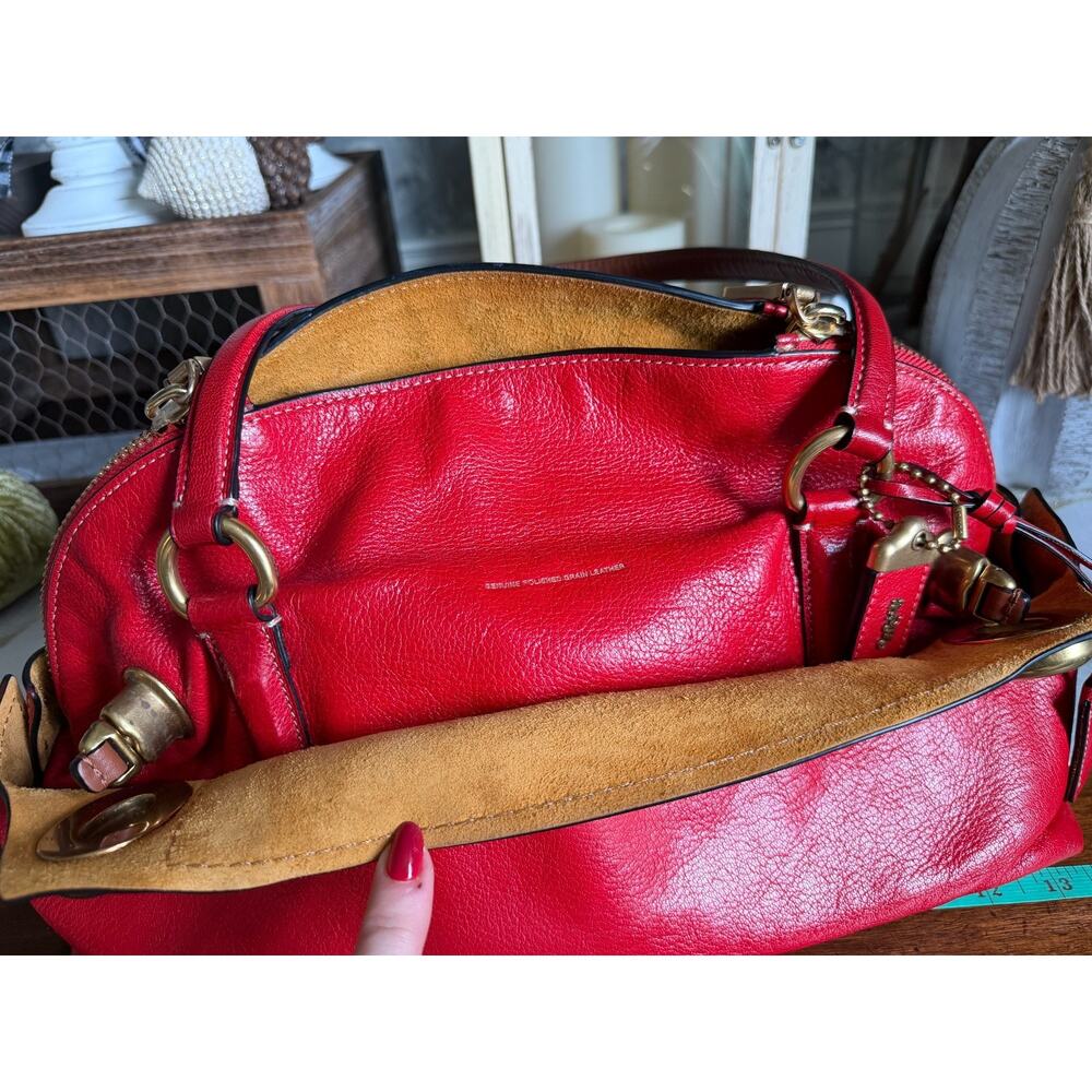 Coach OUTLAW 36 from the 1941 Collection Red Patent Leather Satchel Bag Purse - Picture 7 of 10